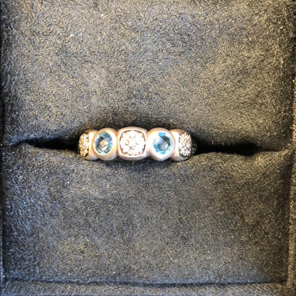 David Yurman blue topaz and diamond ring size 5